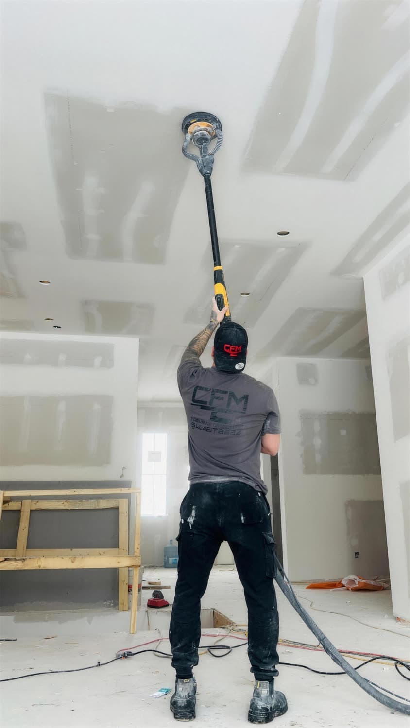 Sablage d'un plafond de gypse à la perche